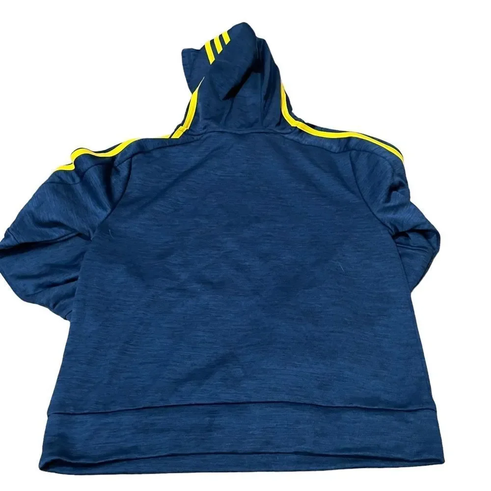 Adidas Blue & Yellow Graphic Pullover Hoodie Sweatshirt - Picture 2 of 3
